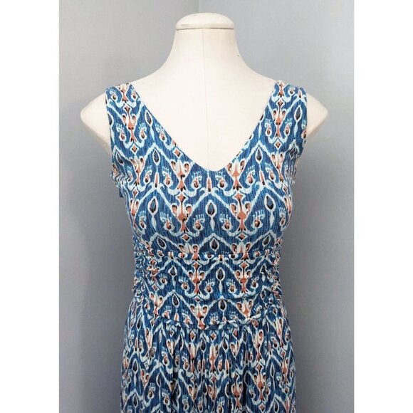 Vanessa Virginia By Anthropologie Tidal Maxi Dress Blue Ikat Sleeveless … - Picture 2 of 5